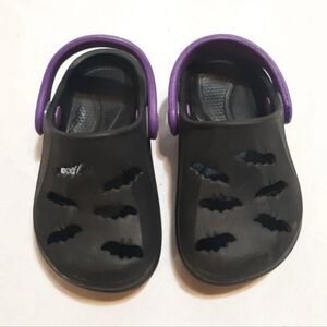 Kids Halloween Bat Clogs Sz.7  Black & Purple Slip-On  Garden Shoe